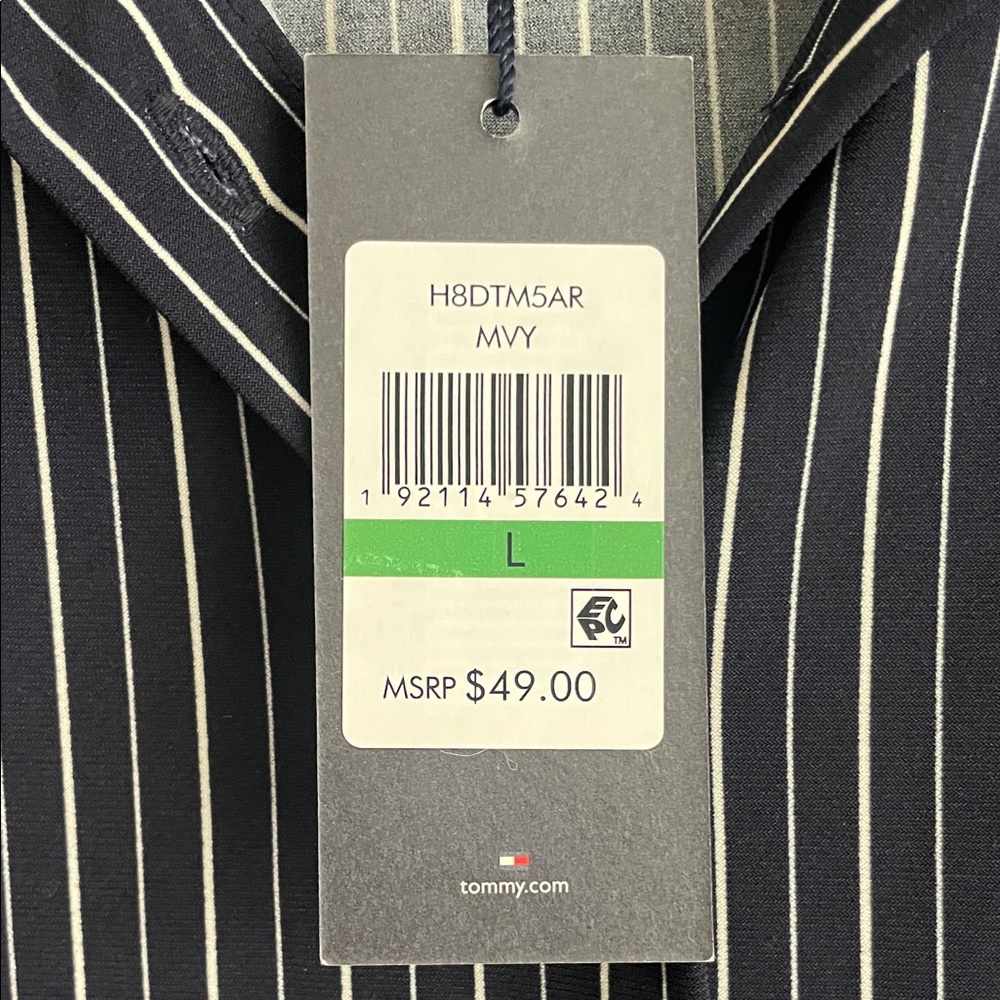 Tommy Hilfiger Navy and White Striped Button Down Shirt - Picture 4 of 6